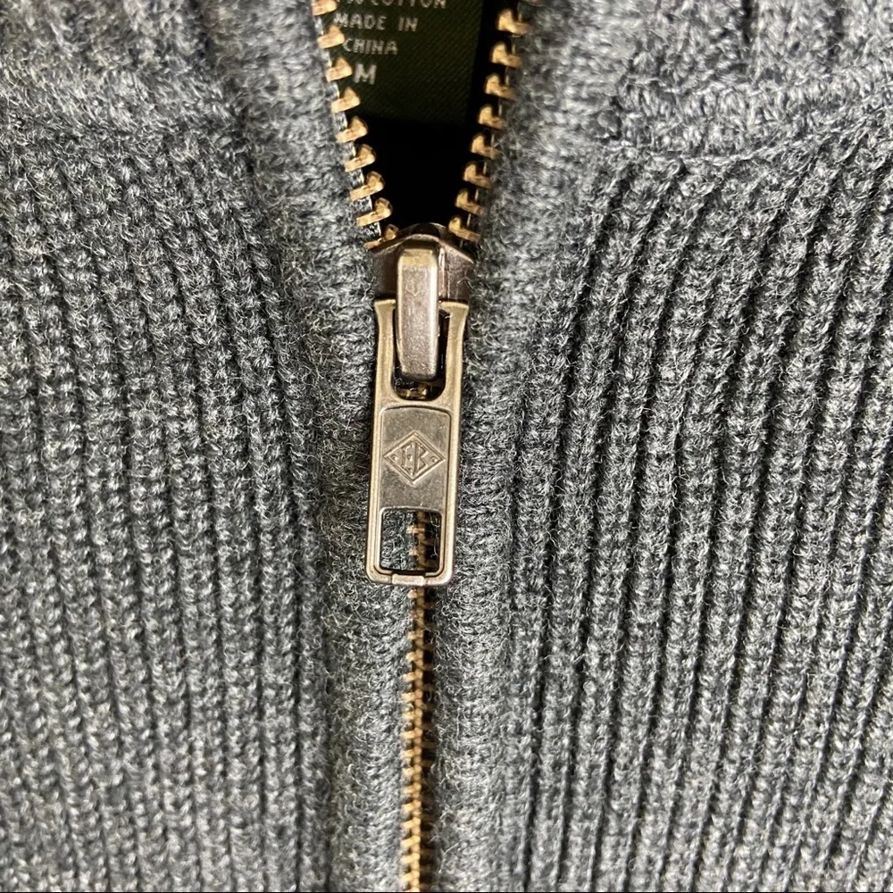 Eddie Bauer Striped Gray Half ZIP Sweater. Size Medium